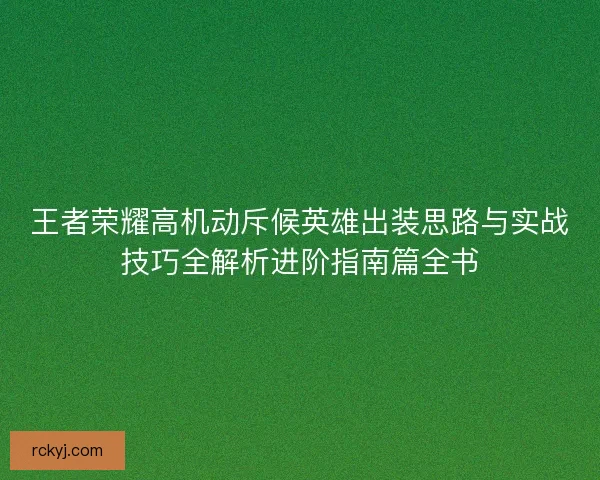 王者荣耀高机动斥候英雄出装思路与实战技巧全解析进阶指南篇全书